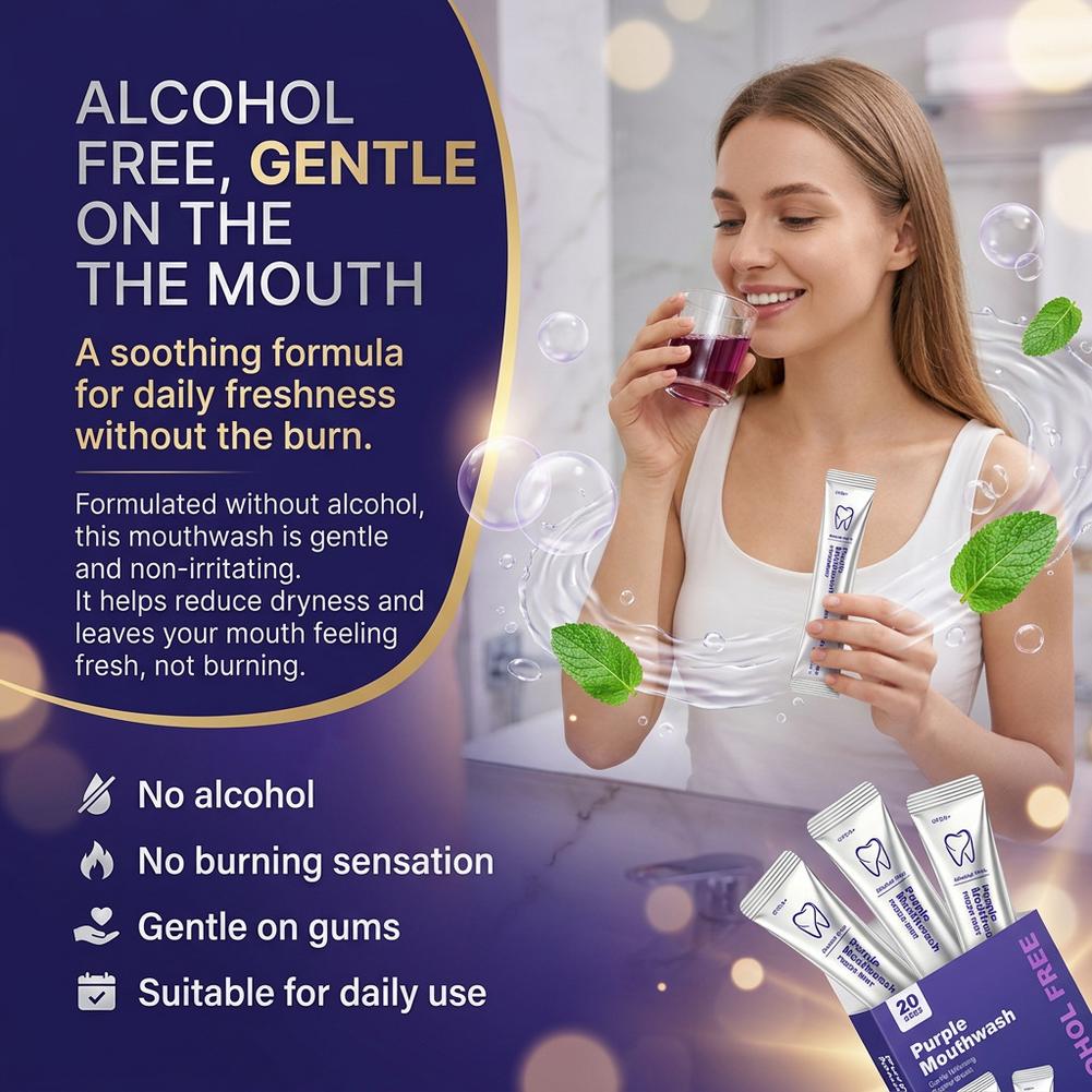 Teeth Whitening Mouthwash - Lila Mundspülung zur Zahnreinigung, tägliche Mundpflege,